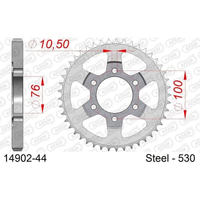 Stalen tandwiel Afam 530 44 dents