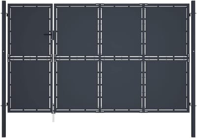 Dubbele Tuinpoort - Stalen Hek - Veilige Toegang - Inclusief Slot - 350 x 175 cm - Antraciet