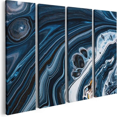 Artaza Canvas Schilderij Vierluik Abstracte Kunst - Blauwe Verf - 80x60 - Foto Op Canvas - Canvas Print