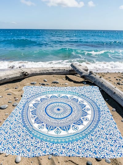 Lindian style - Tweepersoons strandlaken - XL strandkleed - XL stranddoek - Rood oranje groen - mandala kleed