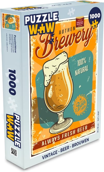 Puzzel 'Authentic brewery, 100% natural, always fresh beer' - Spreuken - Quotes - Legpuzzel - Puzzel 1000 stukjes volwassenen