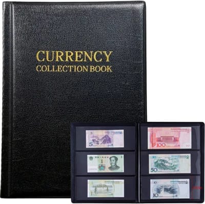 Hoogwaardig Bankbiljetten Album - 30 Vakken - ECO-leer - Biljetten Album - Biljetten Verzamelmap - Briefgeld Mapje - Afmetingen 29cm x 21cm