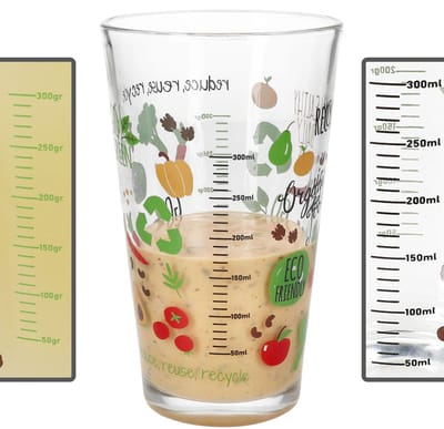 Drinkglas ORGANIC GEMÜSE met kleurrijke motieven & maatverdeling – 67620