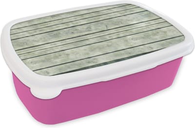 Broodtrommel Roze - Lunchbox - Brooddoos - Vintage - Hout - Patronen - Plank - 18x12x6 cm - Kinderen - Meisje