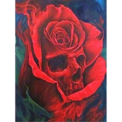 Schedel en Bloemen Diamant Borduurpakketten Volle Boor Diamant Ambacht Schilderen Cadeau Diamant Muurkunst 20X30CM red