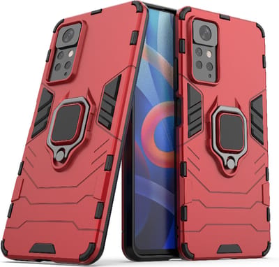 MobyDefend Hoesje - Geschikt voor Xiaomi Redmi Note 12 Pro 4G - Dubbelgelaagde Pantsercase Met Standaard - Rood