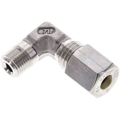 1/8'' NPT Buitendraad x 6L RVS L-Knelfitting 90 graden 315 Bar DIN 2353 - FL2E-MO-ST-018N-06-L