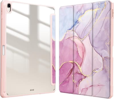 Sounix Tablet hoes Geschikt voor Apple iPad 11 (2025) A16 / Apple iPad 10.9 (2022) - Hoesje met Pencil Houder Uitsparing - Roze Marmer