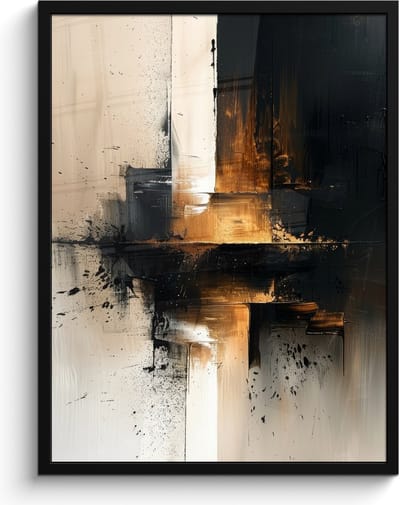 Poster in lijst - Fotolijst 60x80 cm - Posters - Modern - Zwart - Verf - Goud - Posterlijst zwart - Decoratie - Wanddecoratie woonkamer - Muurdecoratie slaapkamer