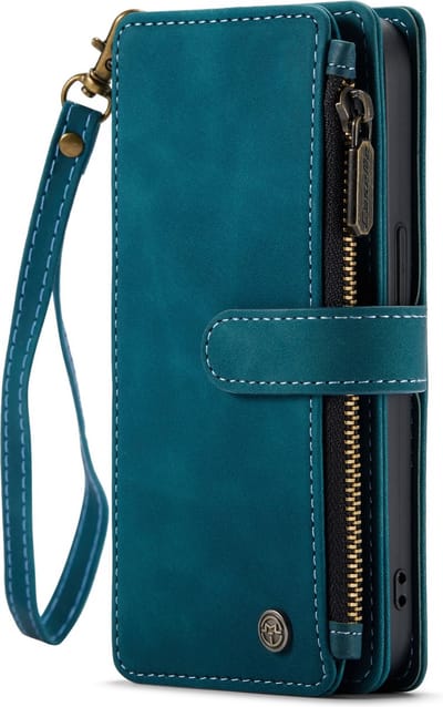 Casemania Hoesje Geschikt voor Apple iPhone 14 Plus - Emerald Green - Luxe Portemonnee Book Case met Rits