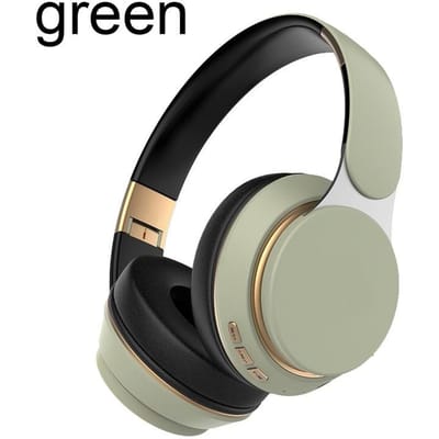 Casque stéréo sans fil pliable Bluetooth 5.0 Casque audio anti-bruit pour lecteur de musique de sport avec prise en charge micro HD Carte TF pour iphone Samsung Xiaomi vert
