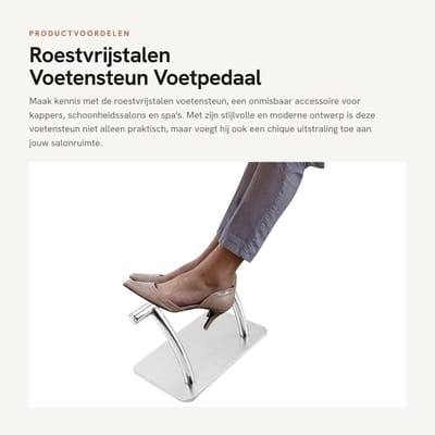 Dailygoods- Voetensteun Roestvrij staal - Voetpedaal - Beauty/Schoonheidssalon - Salonstudio - 34 x 29 cm - Eenvoudig te installeren - Voetenbank