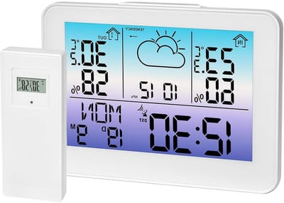 Digitaal Weerstation - Meteo Station - Binnenklimaat Monitoren - Weersvoorspelling met Symbolen - 100m Bereik - Wit