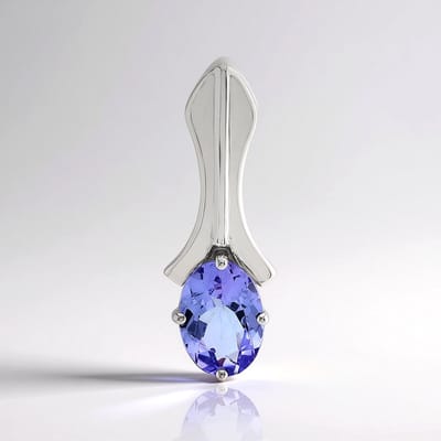 Cavill - Zilveren Hanger - 925 Sterling Zilver met Palladium - Tanzaniet 0,697 ct - Ovaal Briljant Slijpsel - Modern Elegant Design