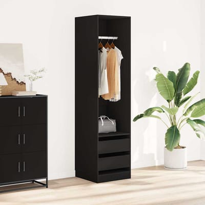 vidaXL - Kledingkast - met - lades - 50x50x200 - cm - bewerkt - hout - zwart