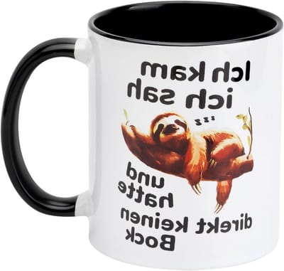 Unieke Handgemaakte Sloth Mok, 330ml Keramische Koffiemok met Grappige Tekst voor Collega's en Vrienden, Perfect Cadeau voor Dierenliefhebbers