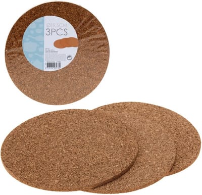 Ronde pannen onderzetters - kurk - 12x stuks - D19 cm x H6 mm - hete pannen en schalen