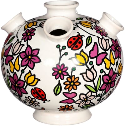 Tulpenvaas - vaas - Doodle - diverse kleuren - wit - H 18 cm - Ø 18 cm