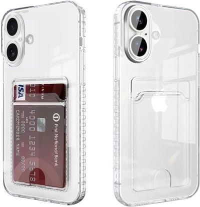 Hoesje Geschikt voor iPhone 17 hoesje met pasjeshouder transparant Shock proof case met Kaarthouder - iPhone 17 hoesje transparant - iPhone 17 pasjeshouder hoesje - Kaarthouder - Hoesje