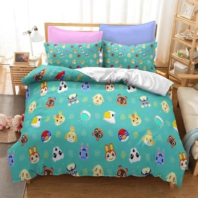 Animal Crossing Cartoon Game Beddengoedset 3D Dekbedovertrek Twin Full Queen King Size Bedlinnen en Overtrekken Kussensloopsets voor kinderen 70x133cm 2pcs