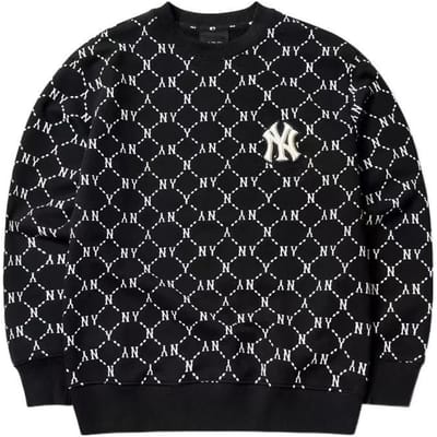 Sweatshirt décontracté à col rond imprimé intégral MLB New York Yankees Automne Sweatshirt unisexe Noir 3AMTM0314-50BKS S black