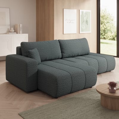Meubella - Feather L - Hoekbank - Stof zwart - Links