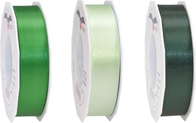Partydeco Satijn cadeau/hobby sierlint 2,5cm x 25m- 3 groen tinten mix