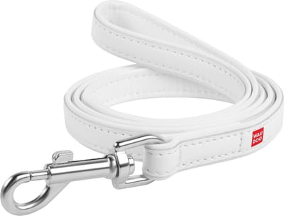 WAUDOG Design Hondenriem / Hondenlijn - Echt Leder - Wit - Breedte: 18 mm - Lengte: 122 cm