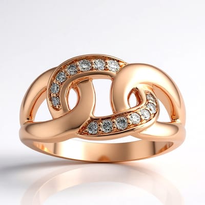 Cavill - Luxe Damesring 925 Sterling Zilver - Roségoud Verguld - 0,15 ct I1 Argyle Rose Diamanten - Ronde Briljant Pavé Zetting - Champagnekleurig