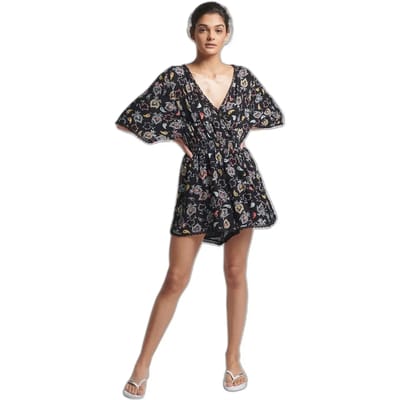 Superdry Broek Vintage Beach Playsuit W8011023a Olivia Paisley Black 6wv Dames Maat - S