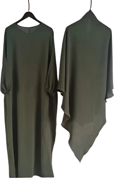 Nivard Islamitische Kleding - Djellaba Dames - Moslim Kleding - Arabisch Dames Kaftan - Alhamdulillah - Legergroen