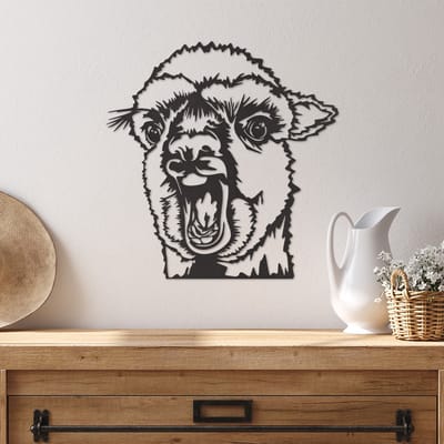 Wanddecoratie Lama - Muurdecoratie Lama - Muurdecoratie Hout - Wanddecoratie Hout - Muurdecoratie Woonkamer - Wanddecoratie Woonkamer - Wanddecoratie Industrieel - Wanddecoratie Dieren - Home Decor - Wall Line Art - 29.5 x 29 cm