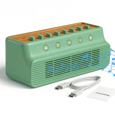 Boscer White Noise Speaker - Witte Ruis Bluetooth Speaker - 8 Rustgevende Omgevingsgeluiden - USB-C Oplaadbaar - Slaaptimer - Volledig Instelbaar - Voor Kind & Volwassenen - Slaapgeluiden - Groen