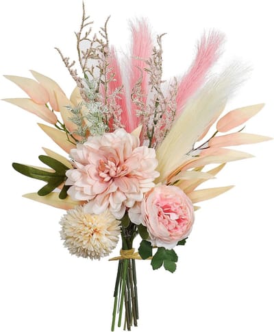 Kunstbloemen en Zijdeachtige Bloemarrangementen voor Bruidsboeketten en Tafeldecoraties in Huis, Kantoor en Tuin (Roze)