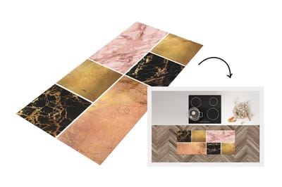Keukenloper - Loper keuken - Marmer - Steen - Goud - 120x50 cm - Keukenloper vinyl