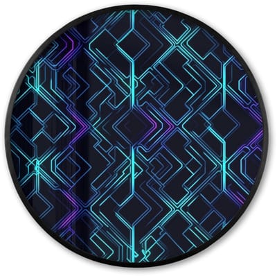 Poster in lijst Rond - Fotolijst 60x60 cm - Posters - Gaming - Ruitvormen - Abstract - Neon - Paars - Ronde posterlijst zwart - Decoratie - Wanddecoratie woonkamer - Muurdecoratie slaapkamer