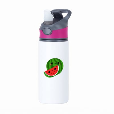 Hacebo® - Watermeloen waterfles met rietje roze - Fruitschaal - Fruit liefhebbers - Zomerfruit - gezond eten - vrucht - water fles - 650ML