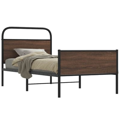 vidaXL - Bedframe - zonder - matras - bewerkt - hout - bruin - eikenkleur - 100x190 - cm