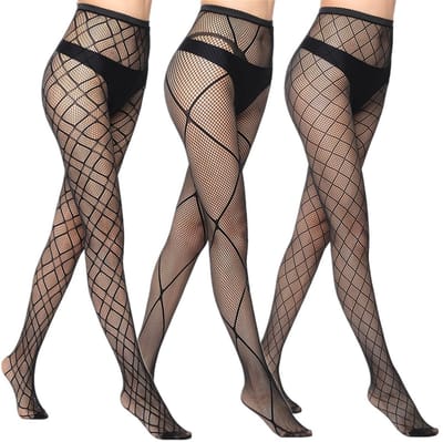 Dailygoods- Netpanty's 3 Paar - Hoge Taille - Geometrisch Patroon - Elastische Nylon/Spandex - Doorzichtig - Sexy en Modieus - Panty