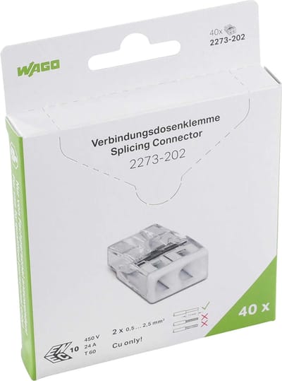 WAGO Mini lasklem 2-voudig 2x0.5-2.5mm² - 2273-202 - 40 stuks in blister