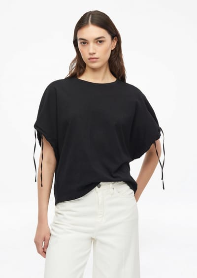 Dames T-shirt van zacht katoen met vleermuismouwen en trekkoord s.Oliver