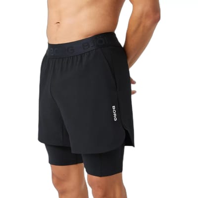 Björn Borg 2 in 1 Sportbroek Heren Hardloop Broek Met Tight - Met Zakken - Zwart - Maat M