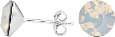 ARLIZI 1430 Oorbellen wit opaal Swarovski kristal oorknoppen - sterling zilver - 8 mm