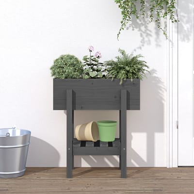 vidaXL - Plantenbak - 62x30x69 - cm - massief - grenenhout - grijs