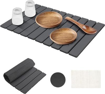 Unyqoos® Opvouwbare en snel drogende droogmat van steen voor keuken en badkamer