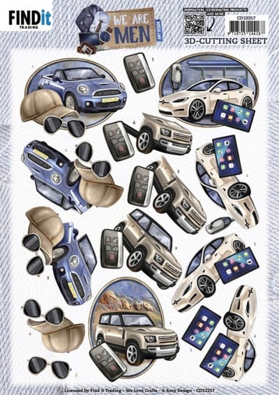 3D Cutting Sheets - Amy Design - We Are Men - Cars 1 stuks