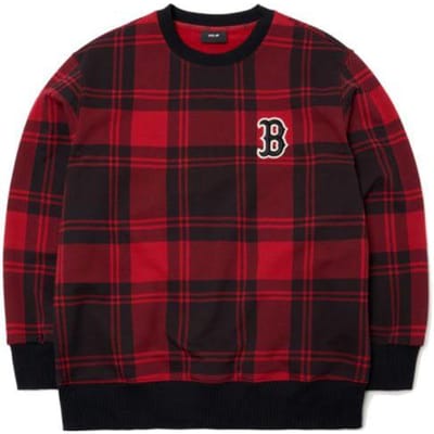 Sweatshirt à manches longues et col rond ample à carreaux MLB Boston Red Sox Unisexe sweatshirt 3AMTC2114-43RDD M brown