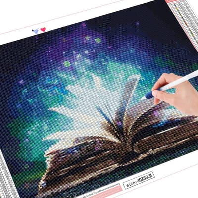Diamant schilderij cartoon boeken nacht droom diamant borduurwerk foto van strass 20X30CM blue
