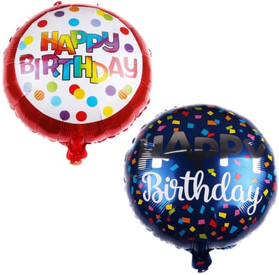 Dailygoods- Folieballonnen 18 inch - Happy Birthday - Verjaardagsdecoratie - Ronde Ballonnen - Aluminiumfolie - 2 Stuks - Verjaardagsballonnen