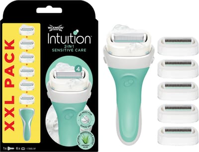 Wilkinson Sword Intuition 2-in-1 Sensitive Care Scheersysteem Voordeelverpakking - 1x scheerhandvat + 6x navulmesjes